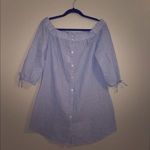 Off-the-Shoulder Striped Dress